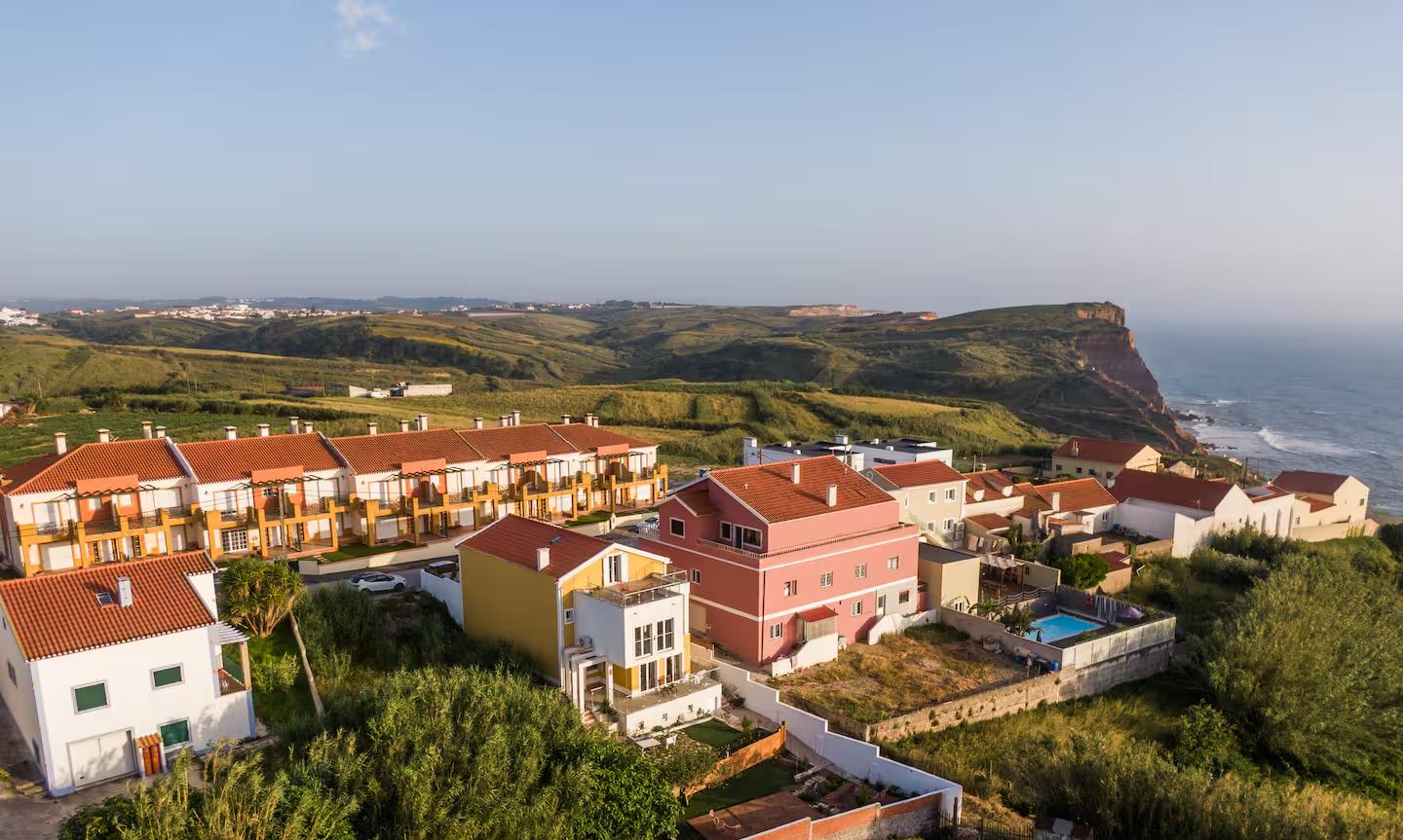 The house and the coast from above